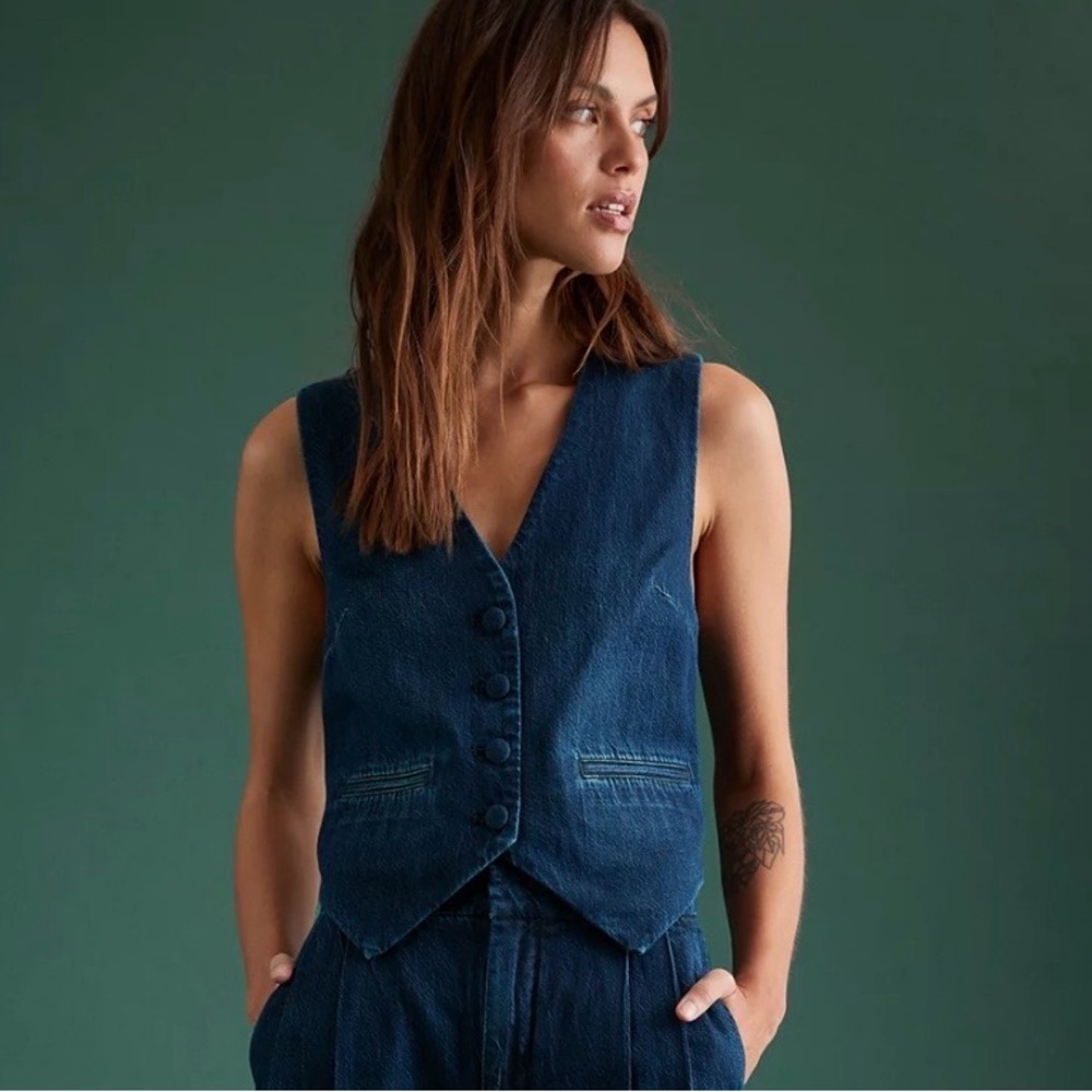 Women's AE77 Premium Blue Denim Vest Organic Cotton